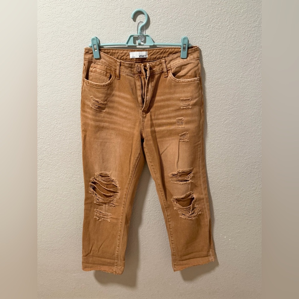 Women's Tan Cropped Jeans